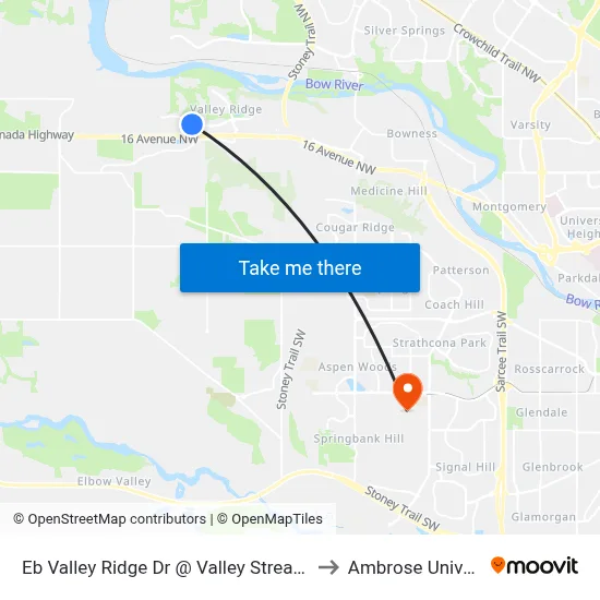 Eb Valley Ridge Dr @ Valley Stream Cl NW to Ambrose University map