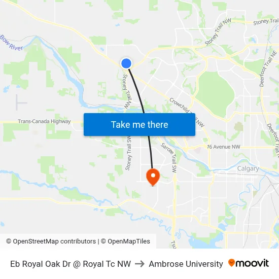Eb Royal Oak Dr @ Royal Tc NW to Ambrose University map