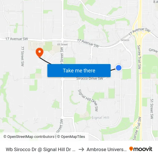 Wb Sirocco Dr @ Signal Hill Dr SW to Ambrose University map