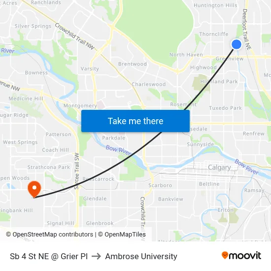 Sb 4 St NE @ Grier Pl to Ambrose University map