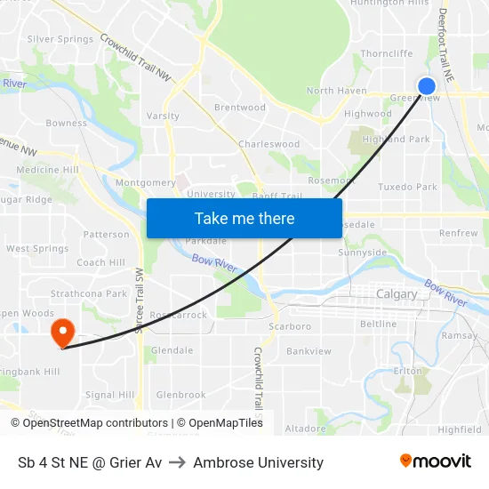 Sb 4 St NE @ Grier Av to Ambrose University map