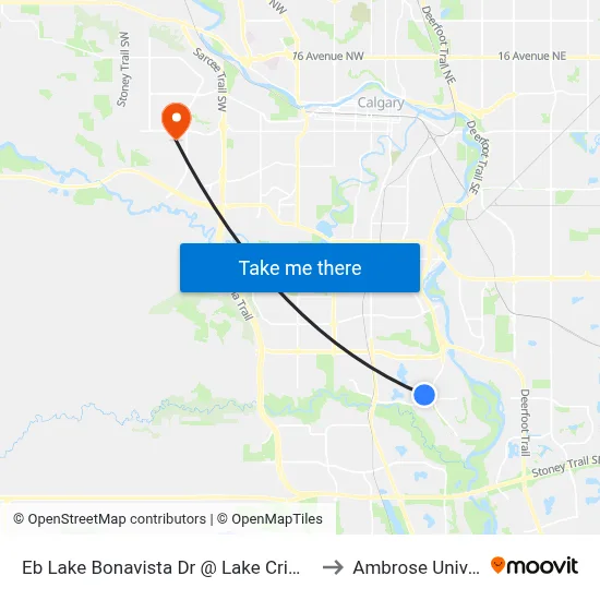 Eb Lake Bonavista Dr @ Lake Crimson Dr SE to Ambrose University map