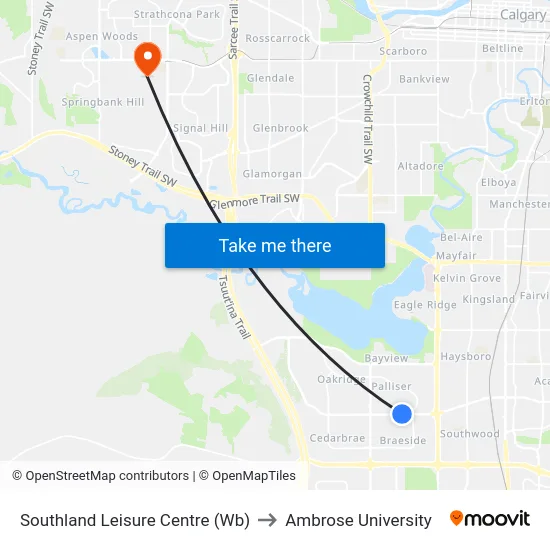 Southland Leisure Centre (Wb) to Ambrose University map