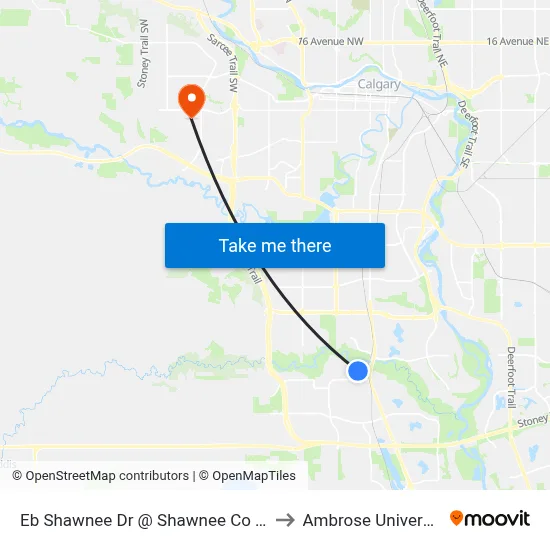 Eb Shawnee Dr @ Shawnee Co SW to Ambrose University map