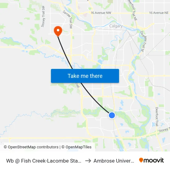 Wb @ Fish Creek-Lacombe Station to Ambrose University map