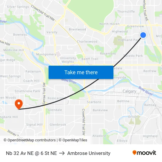 Nb 32 Av NE @ 6 St NE to Ambrose University map