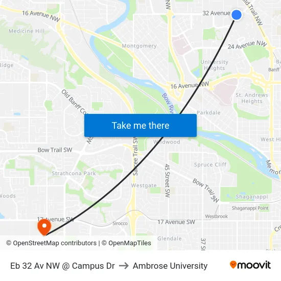 Eb 32 Av NW @ Campus Dr to Ambrose University map