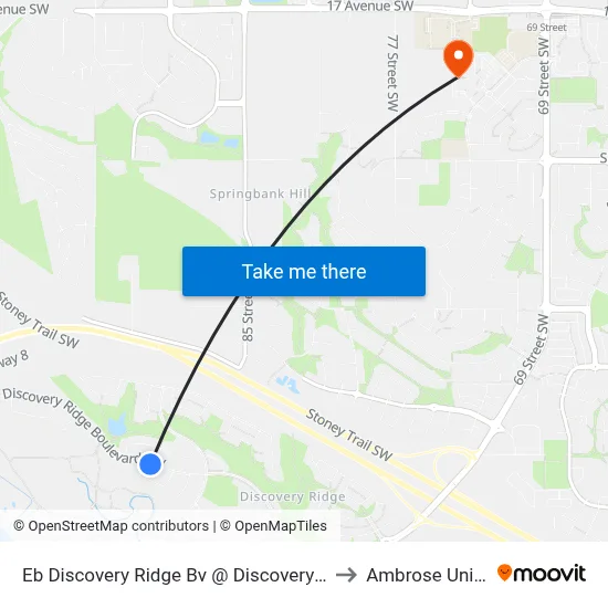 Eb Discovery Ridge Bv @ Discovery Ridge Mr SW to Ambrose University map