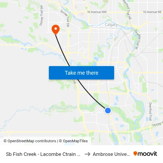 Sb Fish Creek - Lacombe Ctrain Station to Ambrose University map