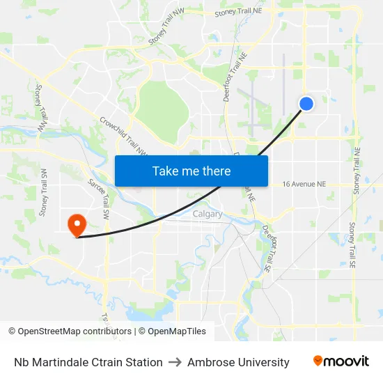 Nb Martindale Ctrain Station to Ambrose University map
