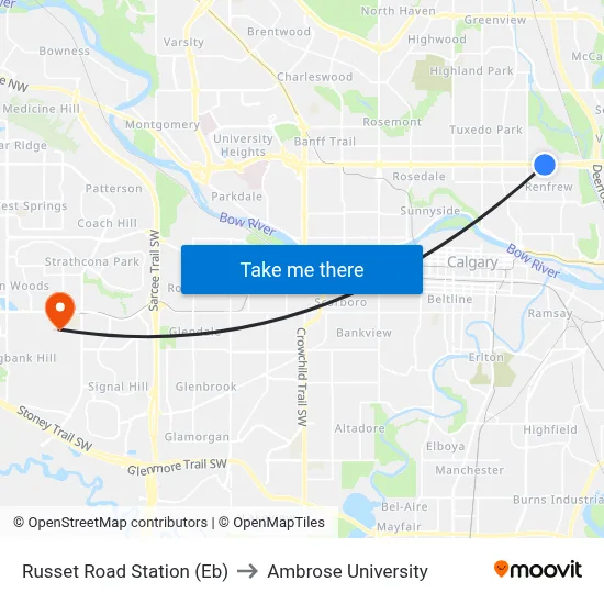 Russet Road Station (Eb) to Ambrose University map