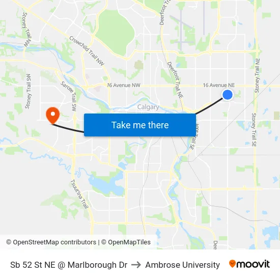 Sb 52 St NE @ Marlborough Dr to Ambrose University map