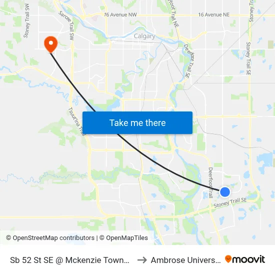 Sb 52 St SE @ Mckenzie Towne Dr to Ambrose University map