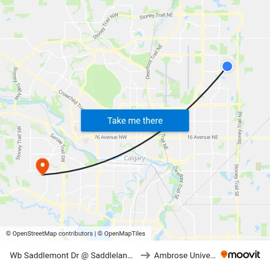 Wb Saddlemont Dr @ Saddleland Cr NE to Ambrose University map
