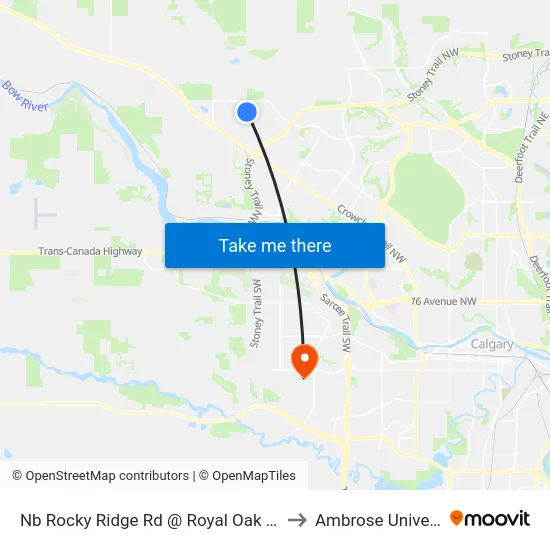 Nb Rocky Ridge Rd @ Royal Oak Wy NW to Ambrose University map