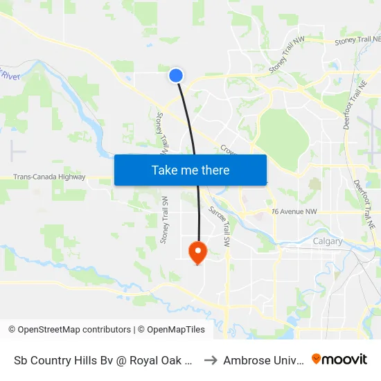 Sb Country Hills Bv @ Royal Oak Centre NW to Ambrose University map