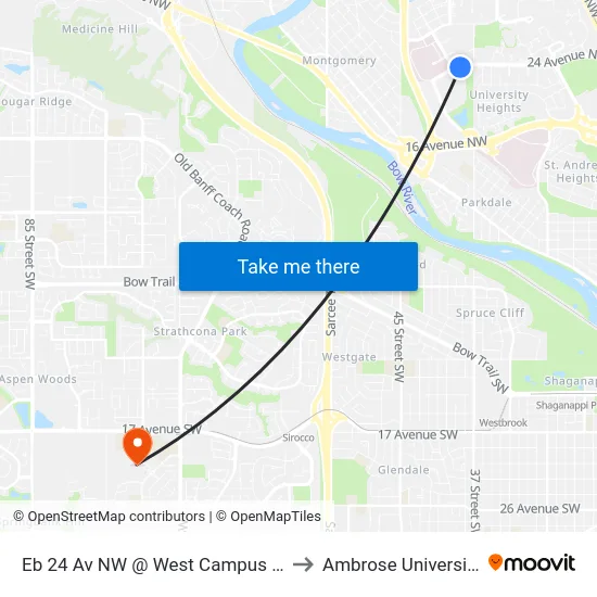 Eb 24 Av NW @ West Campus Pl to Ambrose University map