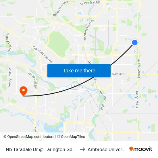 Nb Taradale Dr @ Tarington Gdn NE to Ambrose University map