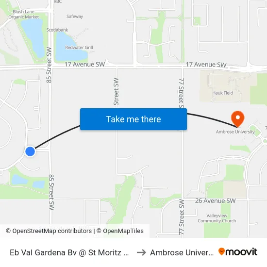 Eb Val Gardena Bv @ St Moritz Dr SW to Ambrose University map