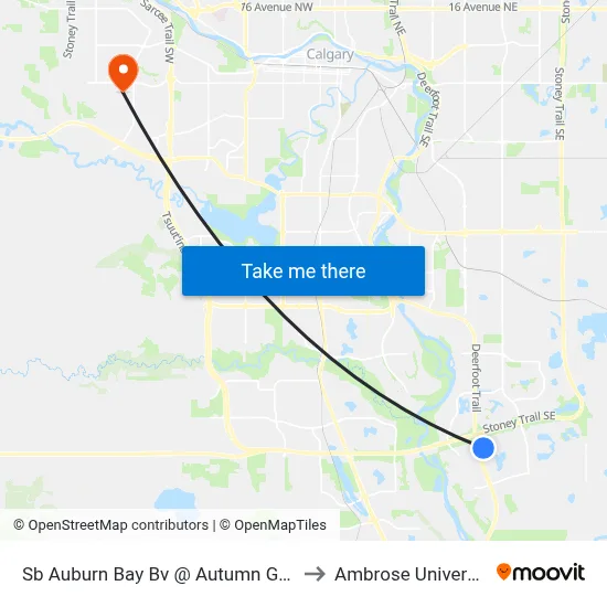 Sb Auburn Bay Bv @ Autumn Gr SE to Ambrose University map