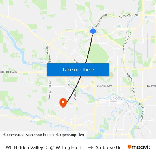 Wb Hidden Valley Dr @ W. Leg Hidden Ranch Cr NW to Ambrose University map
