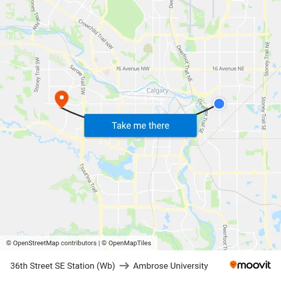 36th Street SE Station (Wb) to Ambrose University map