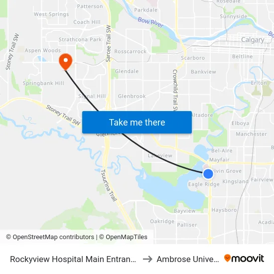 Rockyview Hospital Main Entrance (Nb) to Ambrose University map
