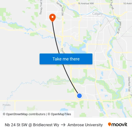 Nb 24 St SW @ Bridlecrest Wy to Ambrose University map
