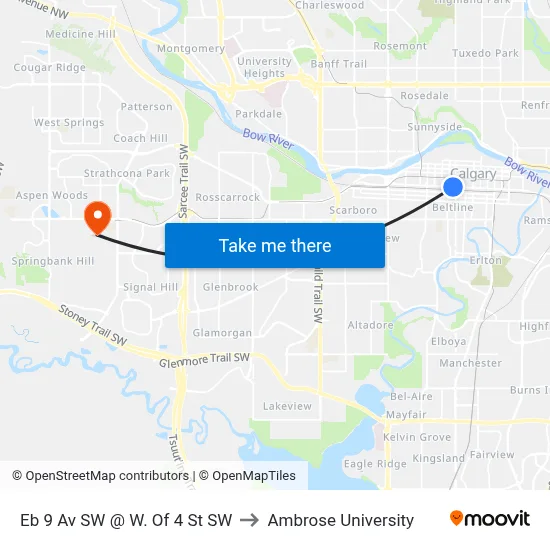 Eb 9 Av SW @ W. Of 4 St SW to Ambrose University map