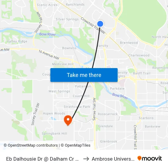 Eb Dalhousie Dr @ Dalham Cr NW to Ambrose University map