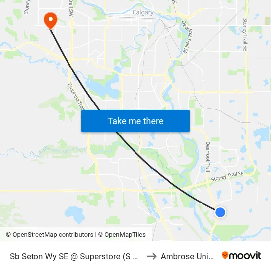 Sb Seton Wy SE @ Superstore (S Of Seton Cr) to Ambrose University map