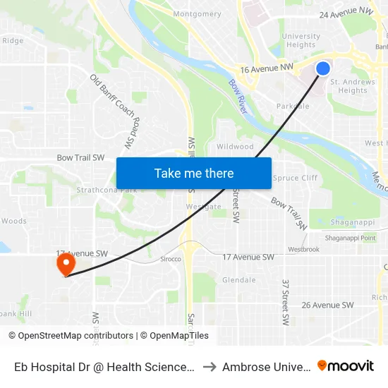 Eb Hospital Dr @ Health Science Ce NW to Ambrose University map