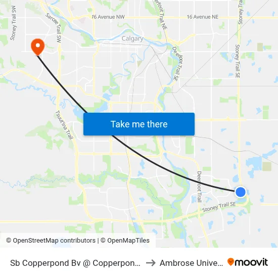 Sb Copperpond Bv @ Copperpond Ln SE to Ambrose University map