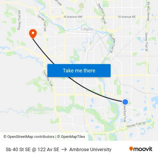 Sb 40 St SE @ 122 Av SE to Ambrose University map