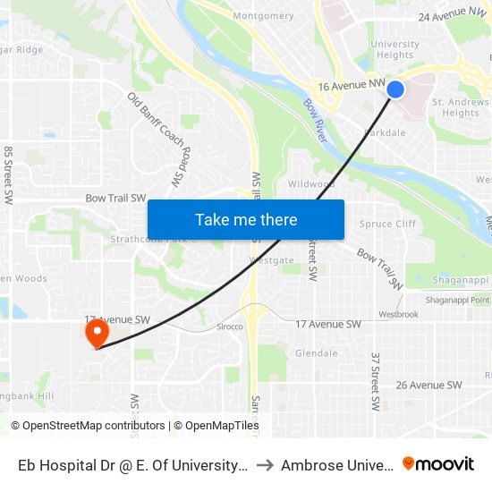 Eb Hospital Dr @ E. Of University Bv NW to Ambrose University map