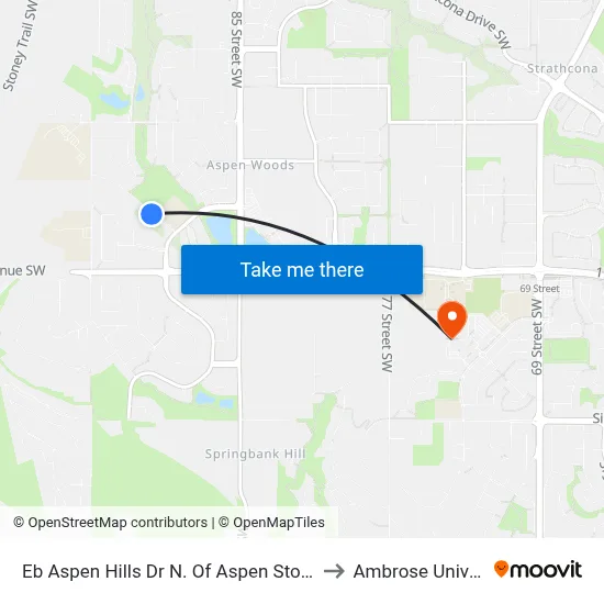 Eb Aspen Hills Dr N. Of Aspen Stone Bv SW to Ambrose University map