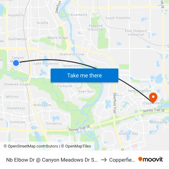Nb Elbow Dr @ Canyon Meadows Dr SW to Copperfield map