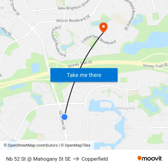 Nb 52 St @ Mahogany St SE to Copperfield map