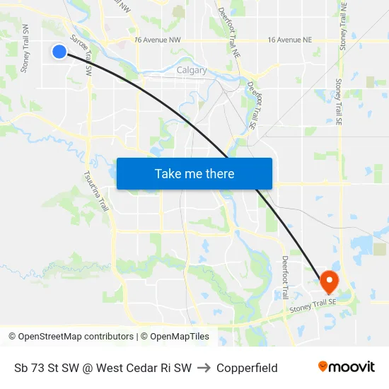 Sb 73 St SW @ West Cedar Ri SW to Copperfield map