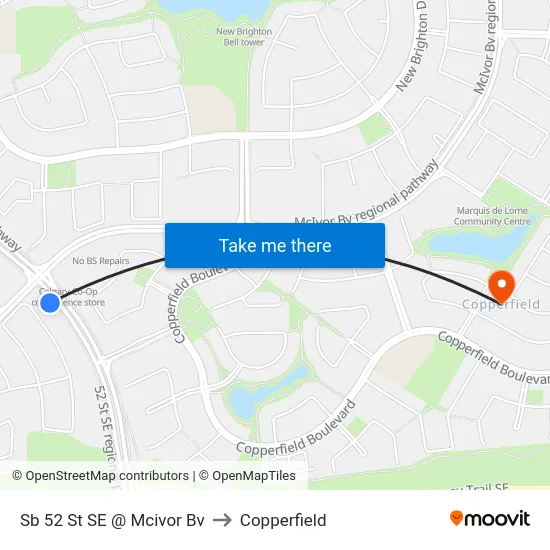 Sb 52 St SE @ Mcivor Bv to Copperfield map