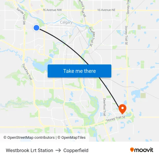 Westbrook Lrt Station to Copperfield map