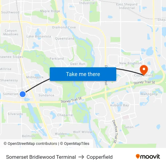Somerset Bridlewood Terminal to Copperfield map