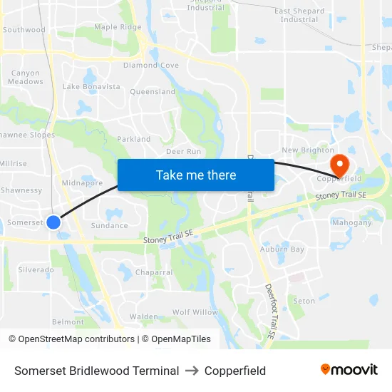 Somerset Bridlewood Terminal to Copperfield map
