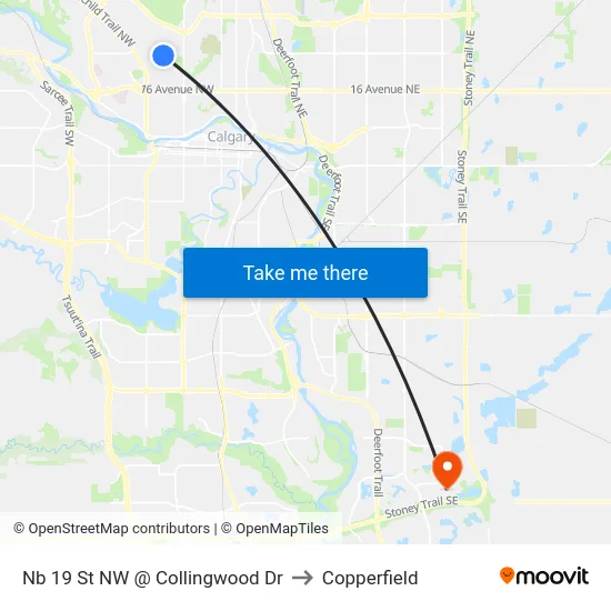 Nb 19 St NW @ Collingwood Dr to Copperfield map