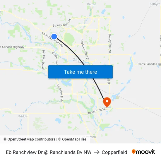 Eb Ranchview Dr @ Ranchlands Bv NW to Copperfield map