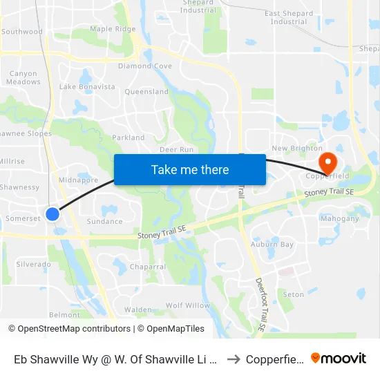Eb Shawville Wy @ W. Of Shawville Li SE to Copperfield map