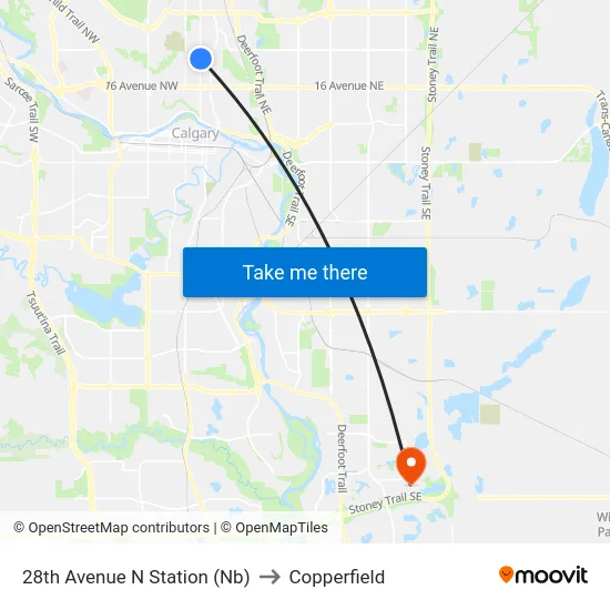 28th Avenue N Station (Nb) to Copperfield map