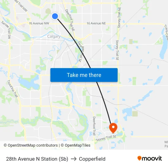 28th Avenue N Station (Sb) to Copperfield map