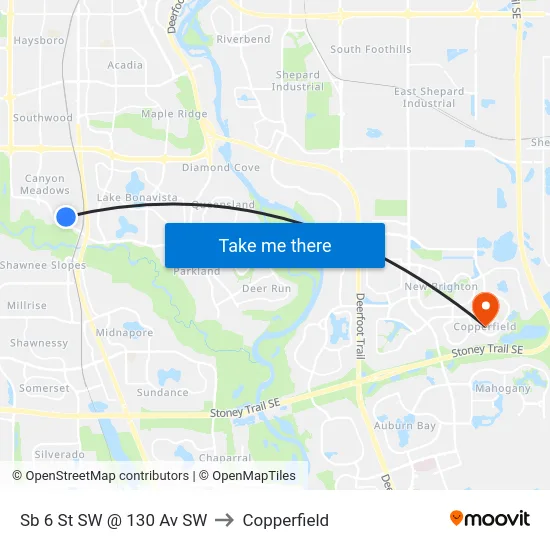 Sb 6 St SW @ 130 Av SW to Copperfield map