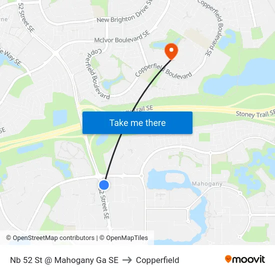 Nb 52 St @ Mahogany Ga SE to Copperfield map